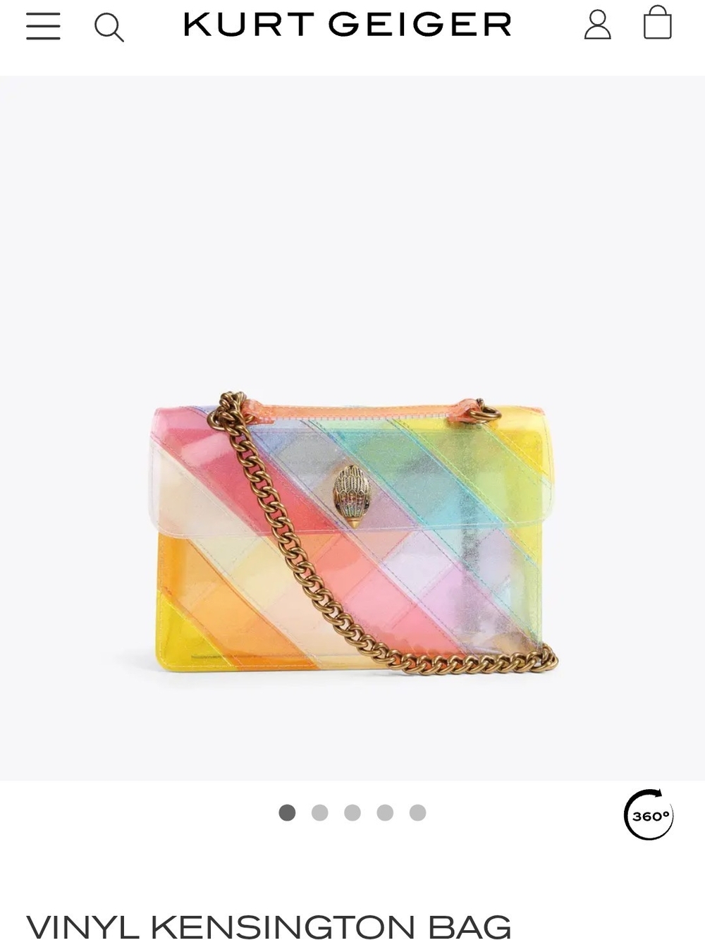 Kurt Geiger Vinyl Kensington Rainbow Shoulder Bag - Picture 2 of 13